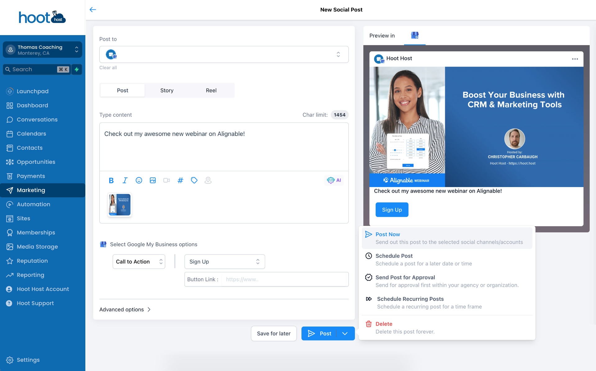 hoot social media scheduler